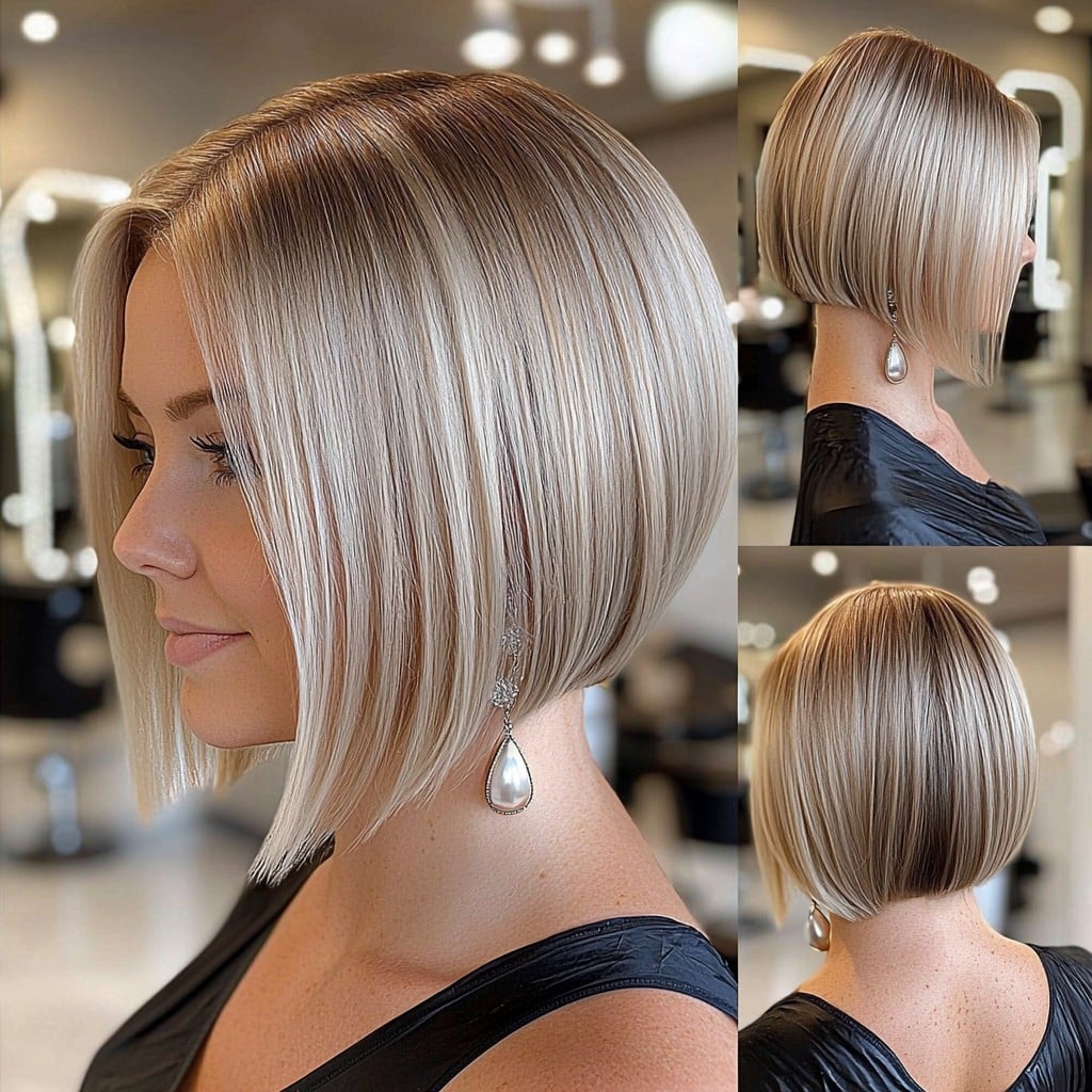 Champagne Blonde Asymmetrical Bob