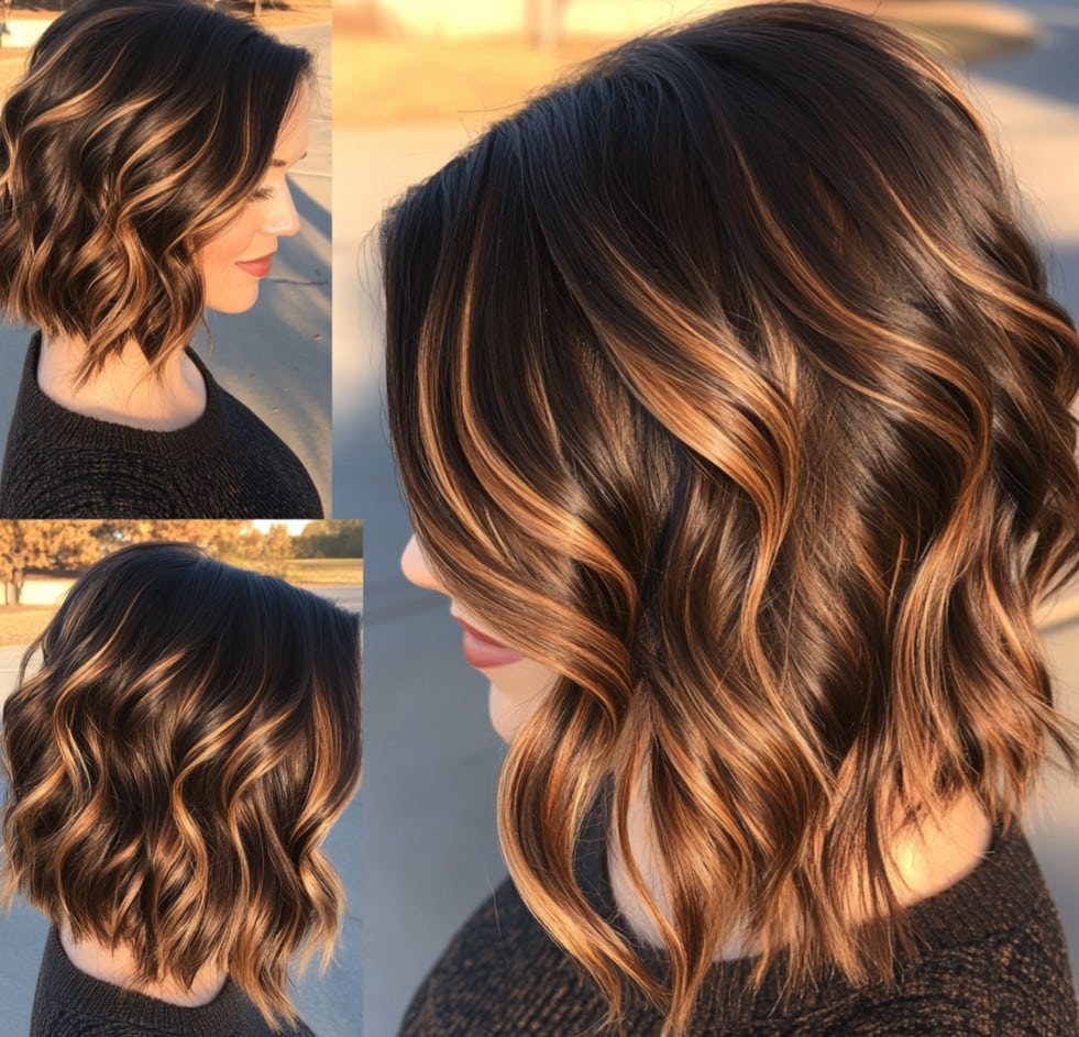 Chocolate Brown with Caramel Highlights Hair