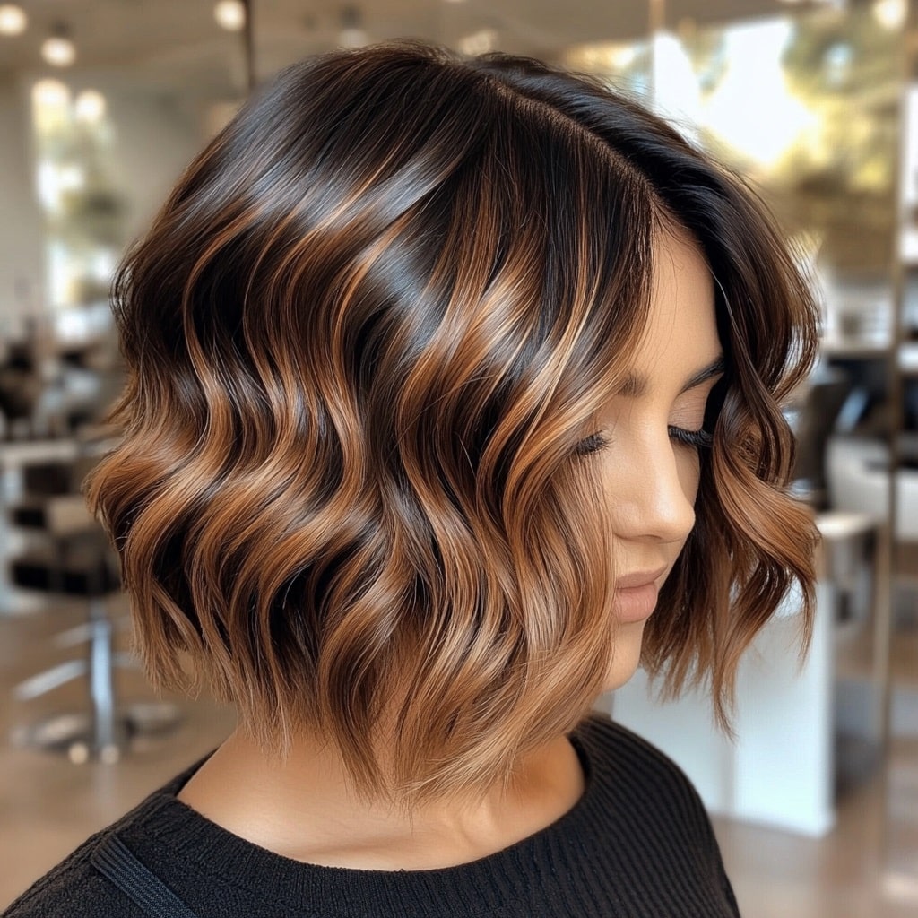 Chocolate Caramel Balayage Bob