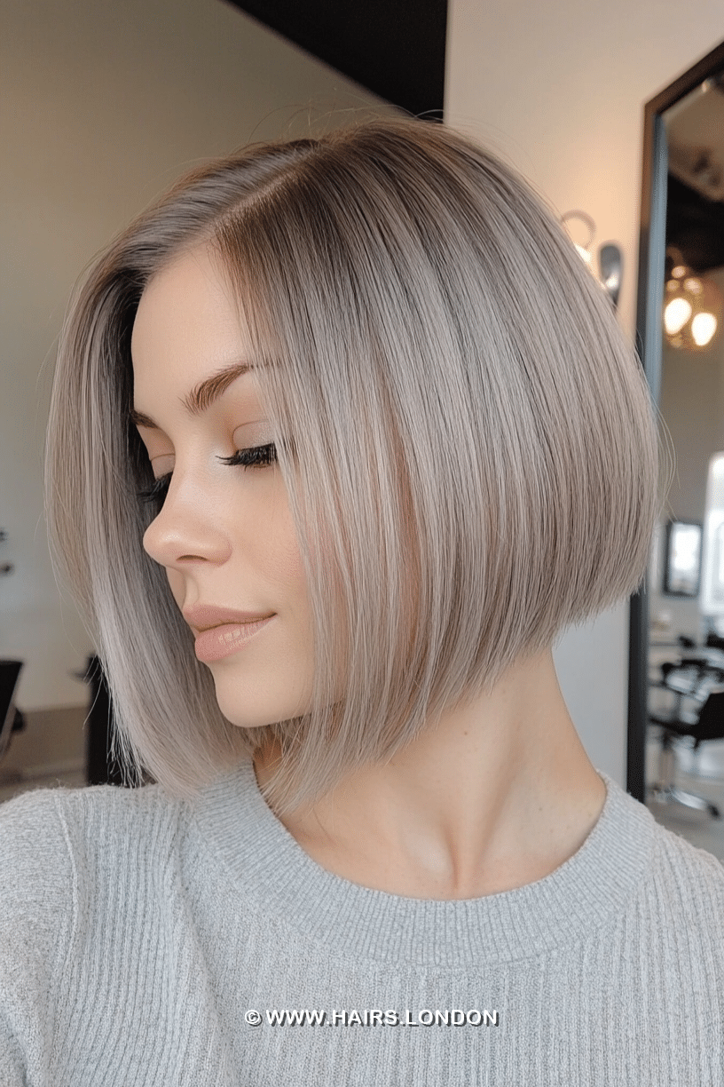 Cool Ash Silver Bob Hair