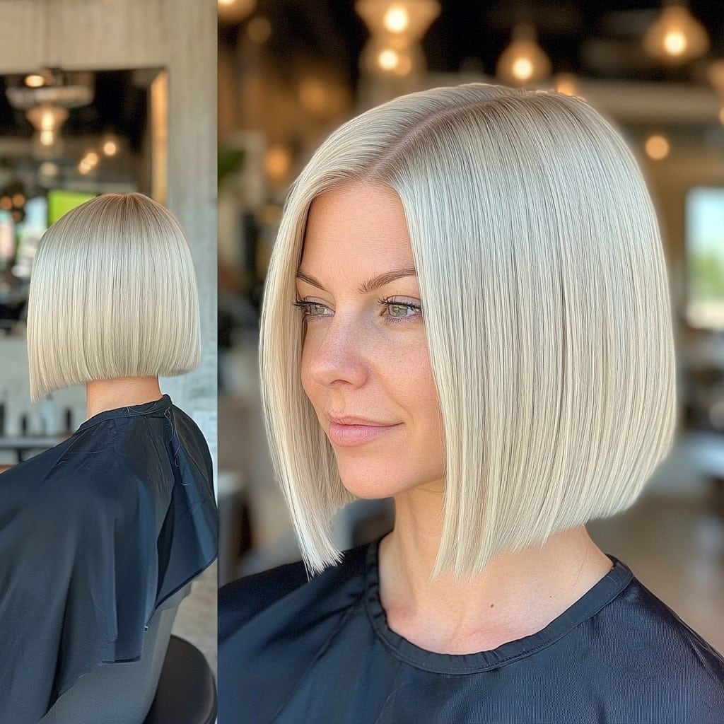 Cool Vanilla Blonde Blunt Bob
