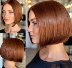 Copper Red Sleek Bob Hair