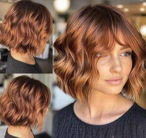 Copper Shaggy Bob Hair