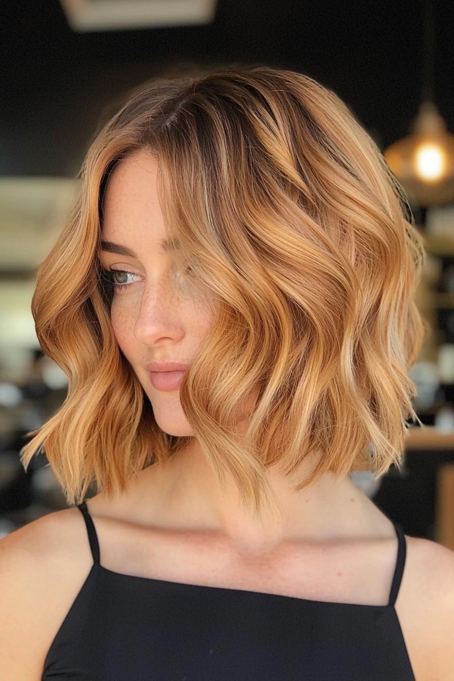 Copper Wavy Bob Hair