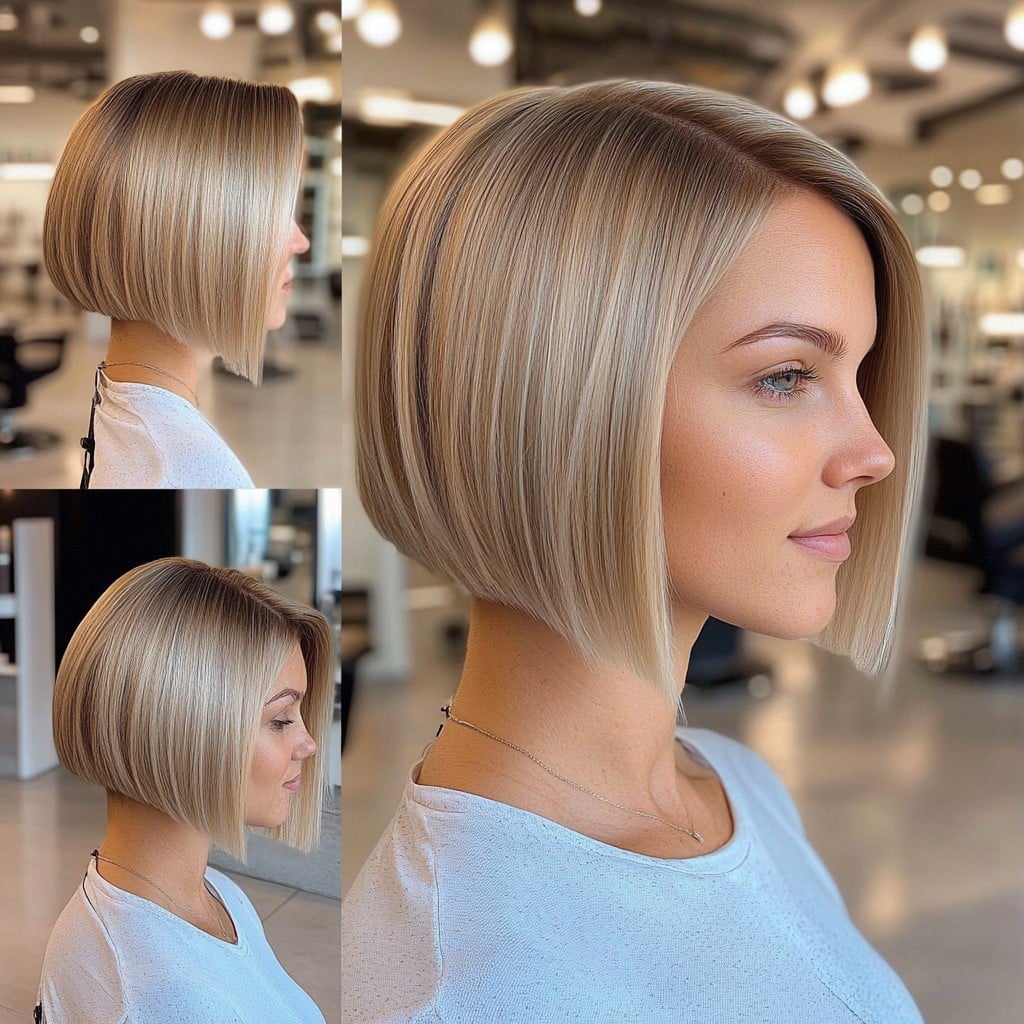 Creamy Beige Blonde Precision Bob