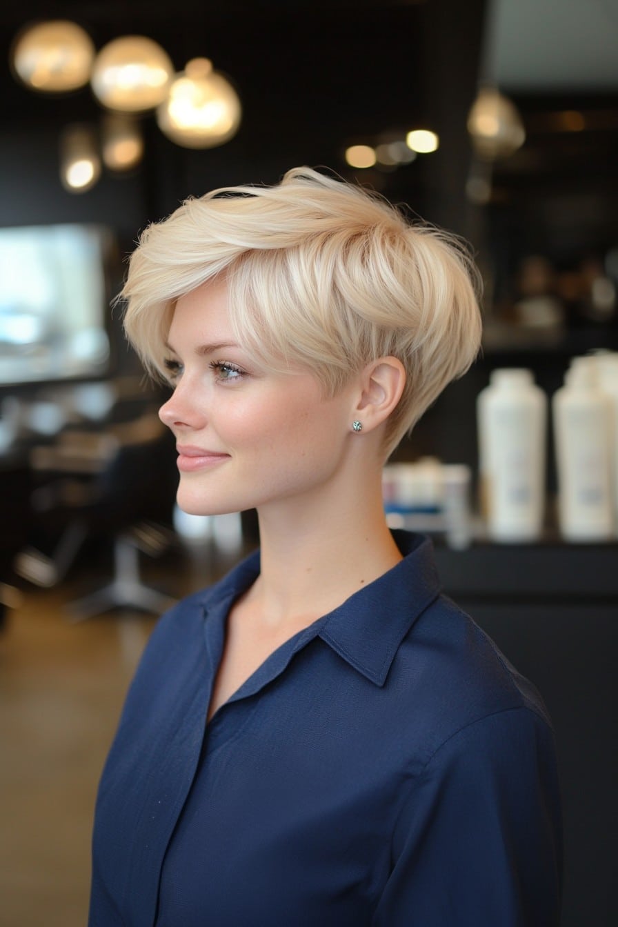 Creamy Pearl Blonde Pixie Hair
