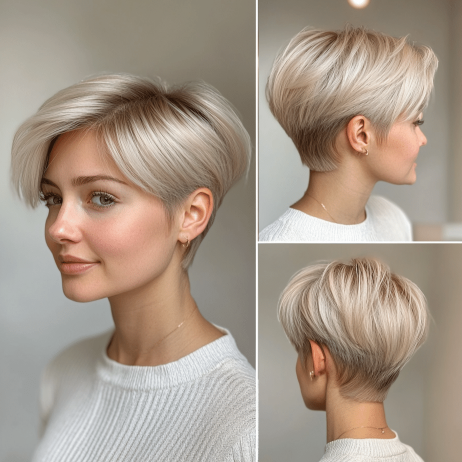 Creamy Pearl Blonde Pixie Hair