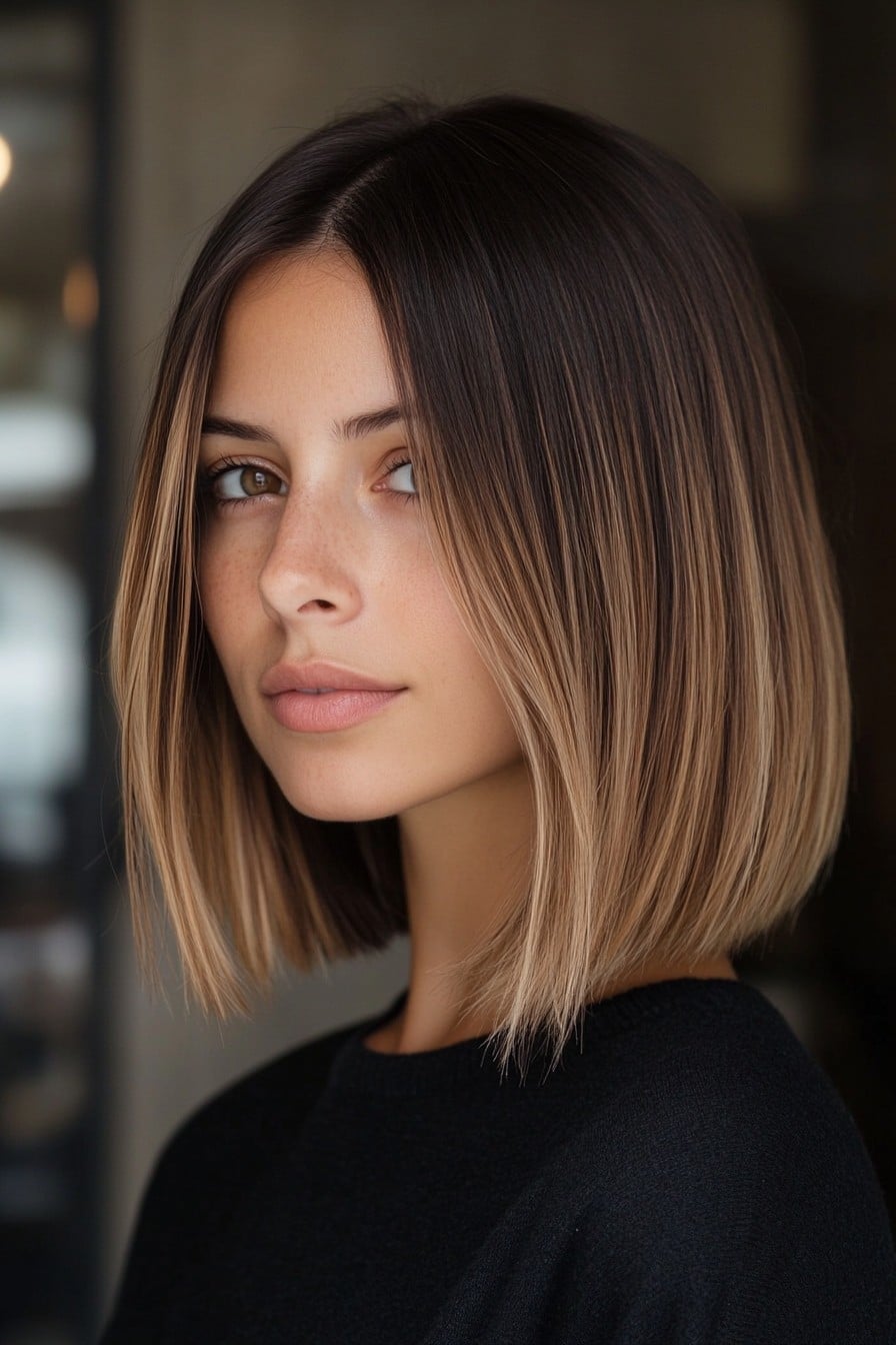 Dark Brunette to Honey Beige Ombre