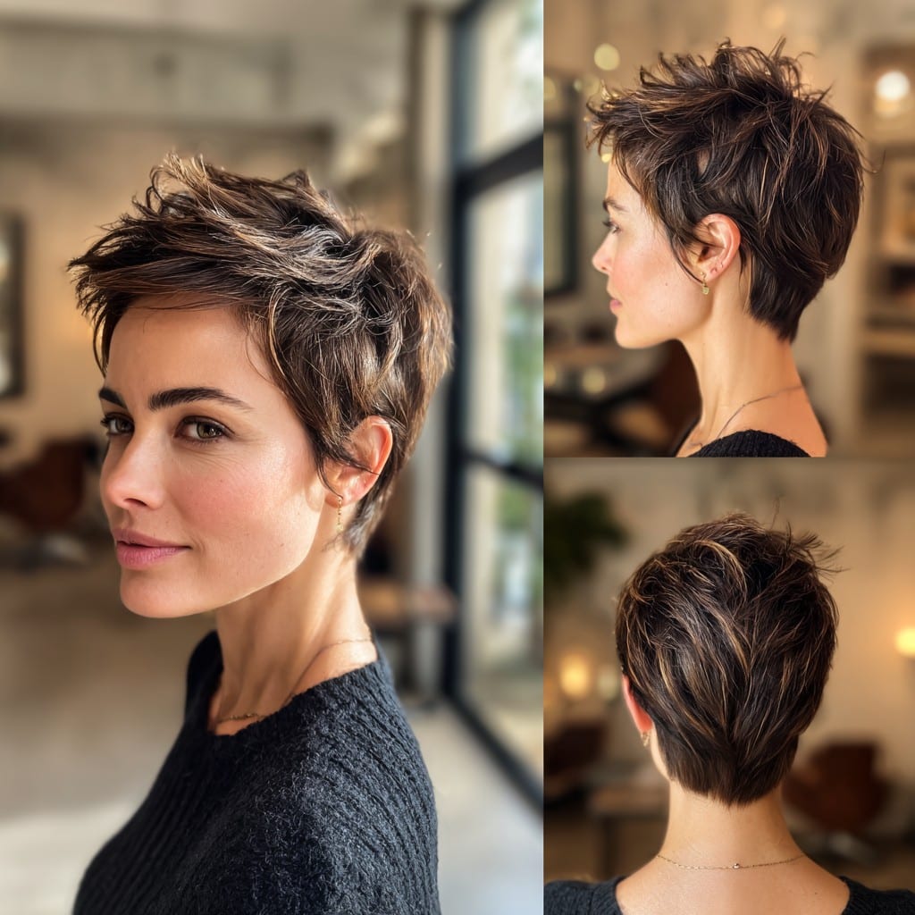 Dark Mocha Textured Pixie Hair