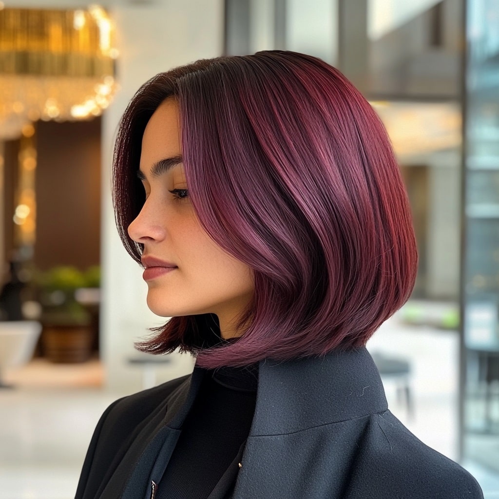 Deep Burgundy Balayage Bob