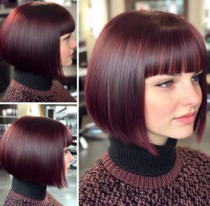 Deep Burgundy Bob Hair