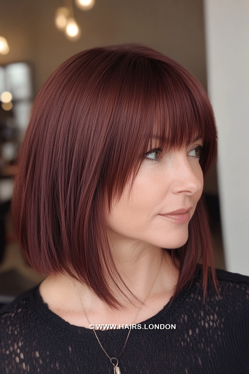 Deep Burgundy Bob Hair
