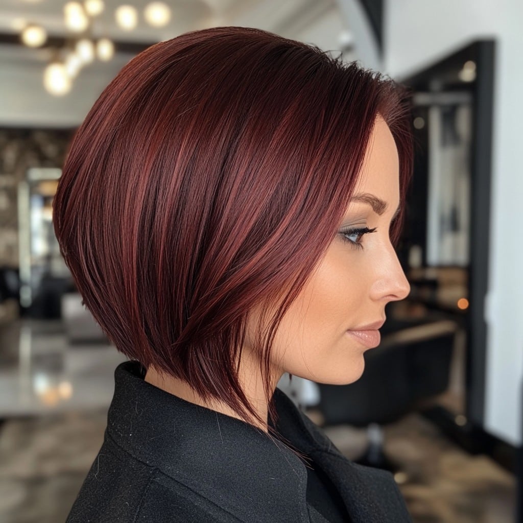 Deep Burgundy Stacked Bob