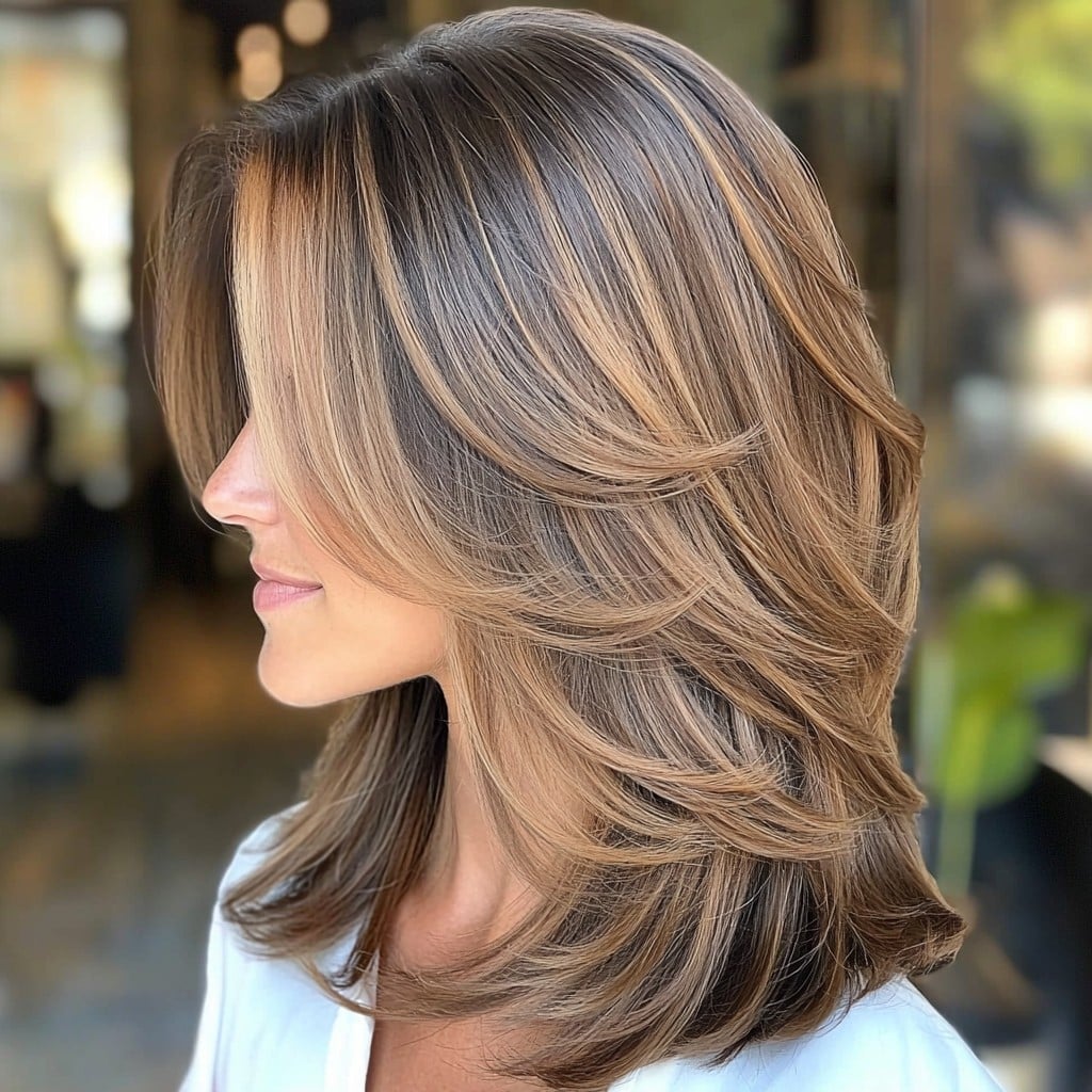 Dimensional Honey Bronde Lob Hair