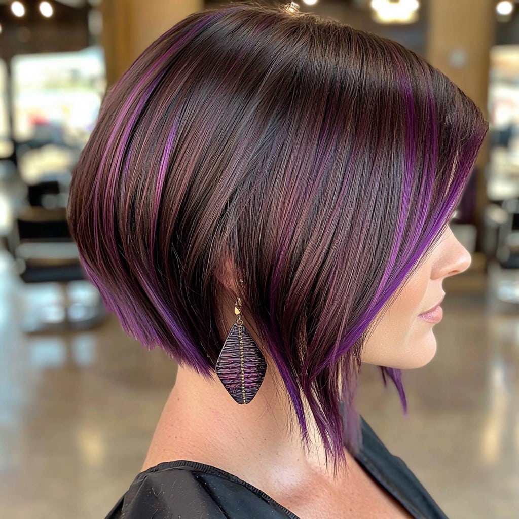 Edgy Purple-Accented Wedge Bob