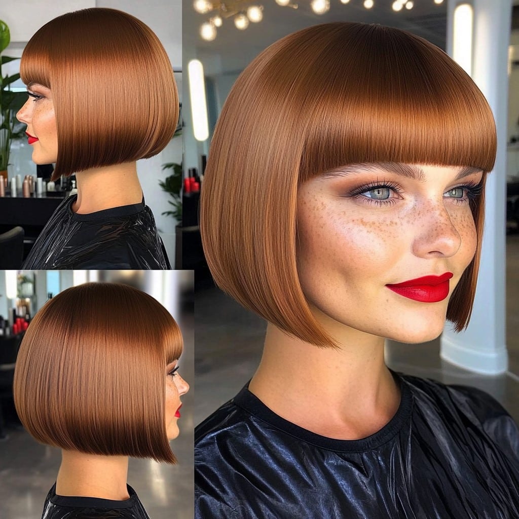 Glossy Copper Bob Hair