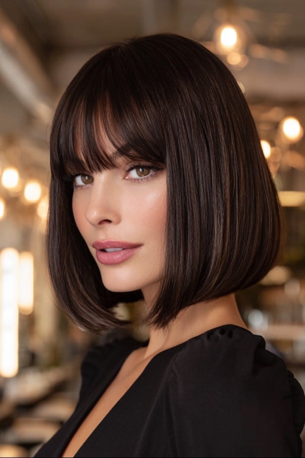 Glossy-Espresso-French-Bob-with-Bangs
