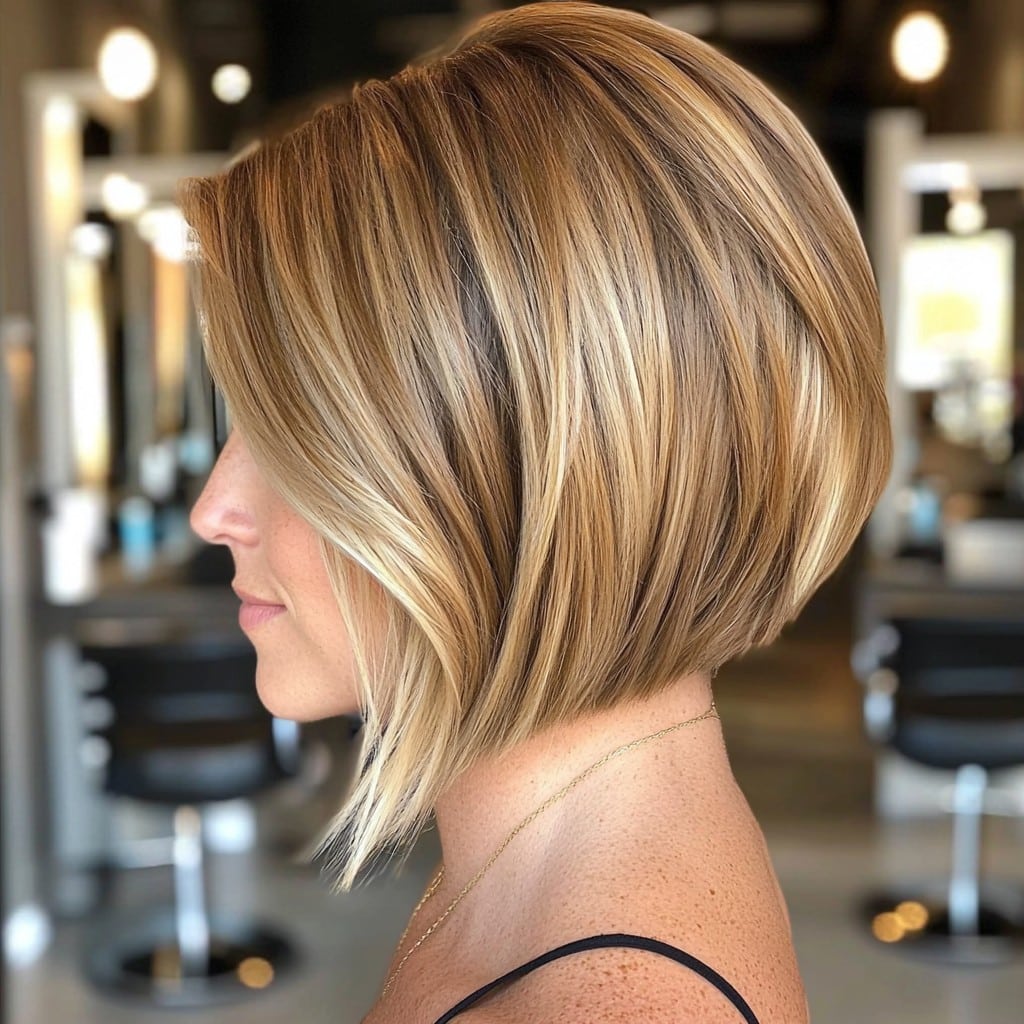 Golden Blonde Angled Bob Hair