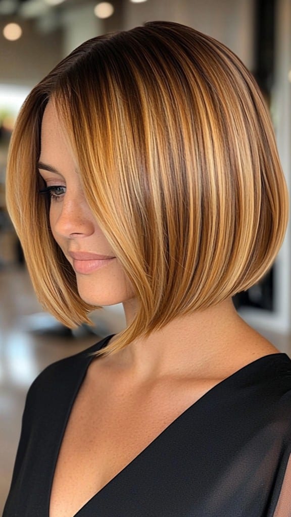 Golden Caramel Bob Hair