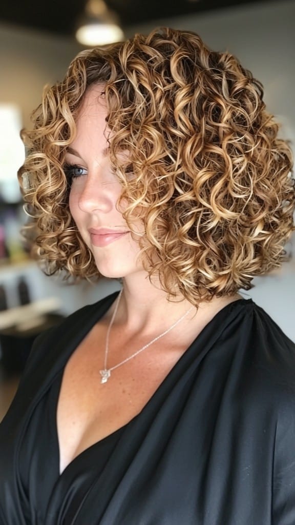 Golden Curly Bob Hair