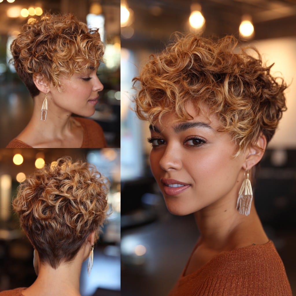 Golden Curly Pixie Hair