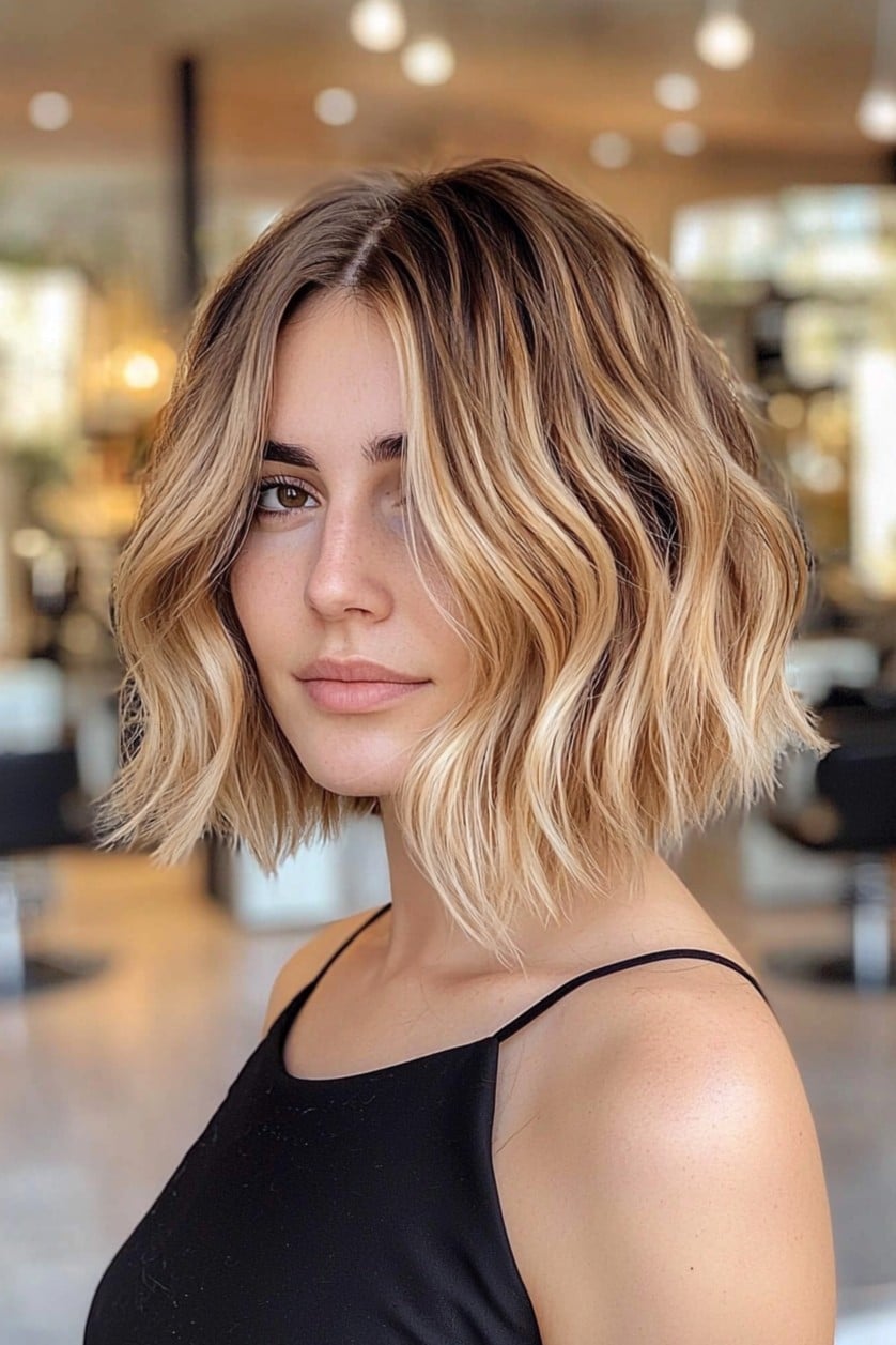 Honey Blonde Balayage Bob Hair