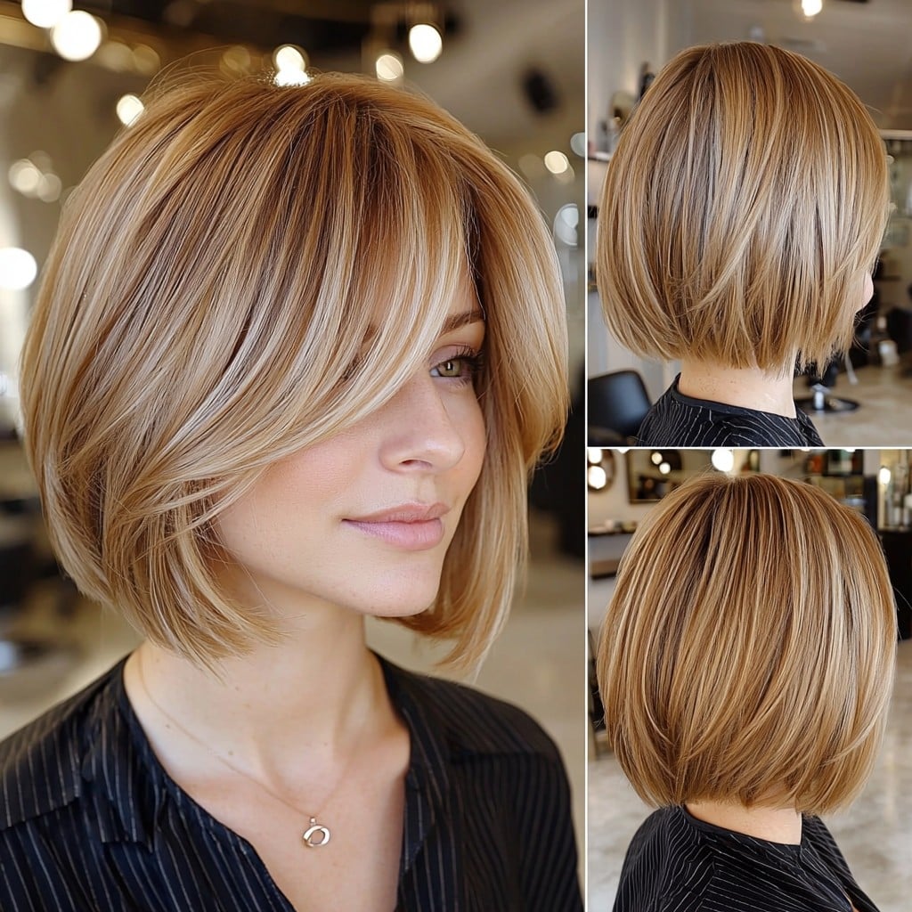 Honey Blonde Bob with Bangs