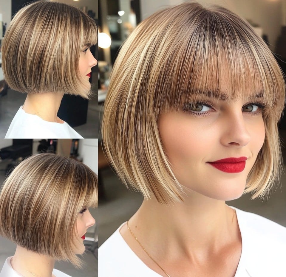 Honey Blonde French Bob Hair