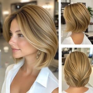 Honey Blonde Layered Bob Hair