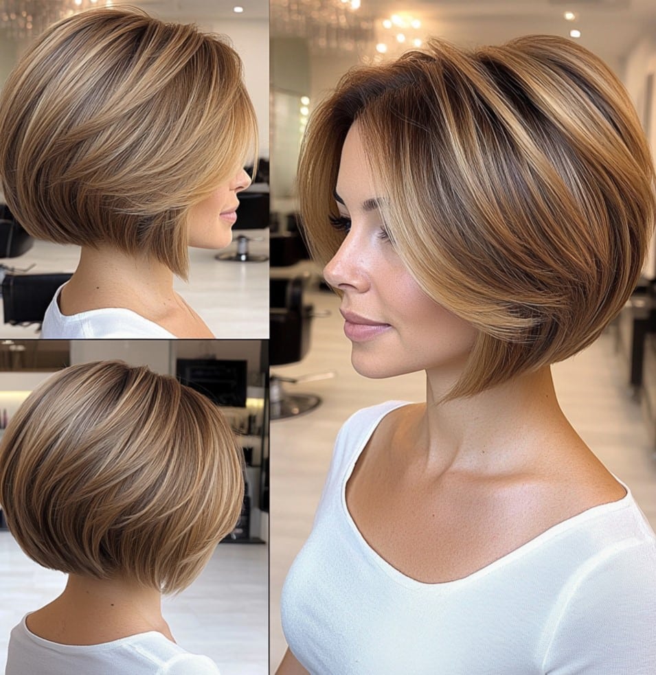 Honey Bronde Inverted Bob Hair