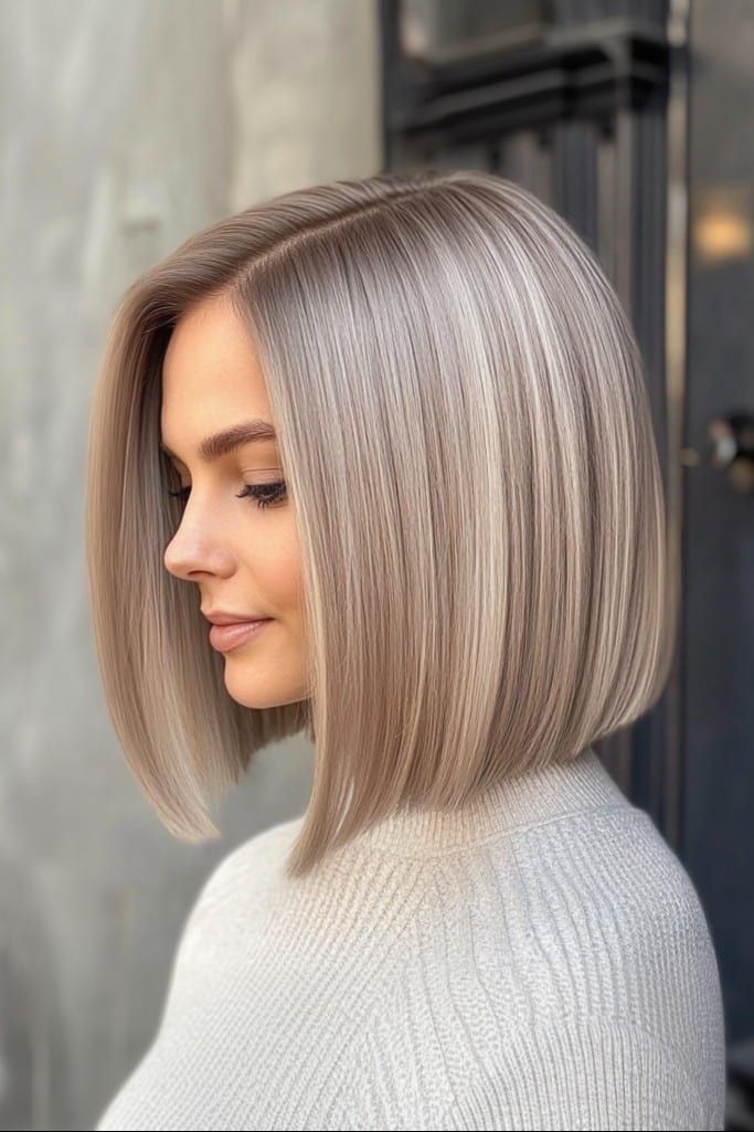 Icy Beige Blonde Bob