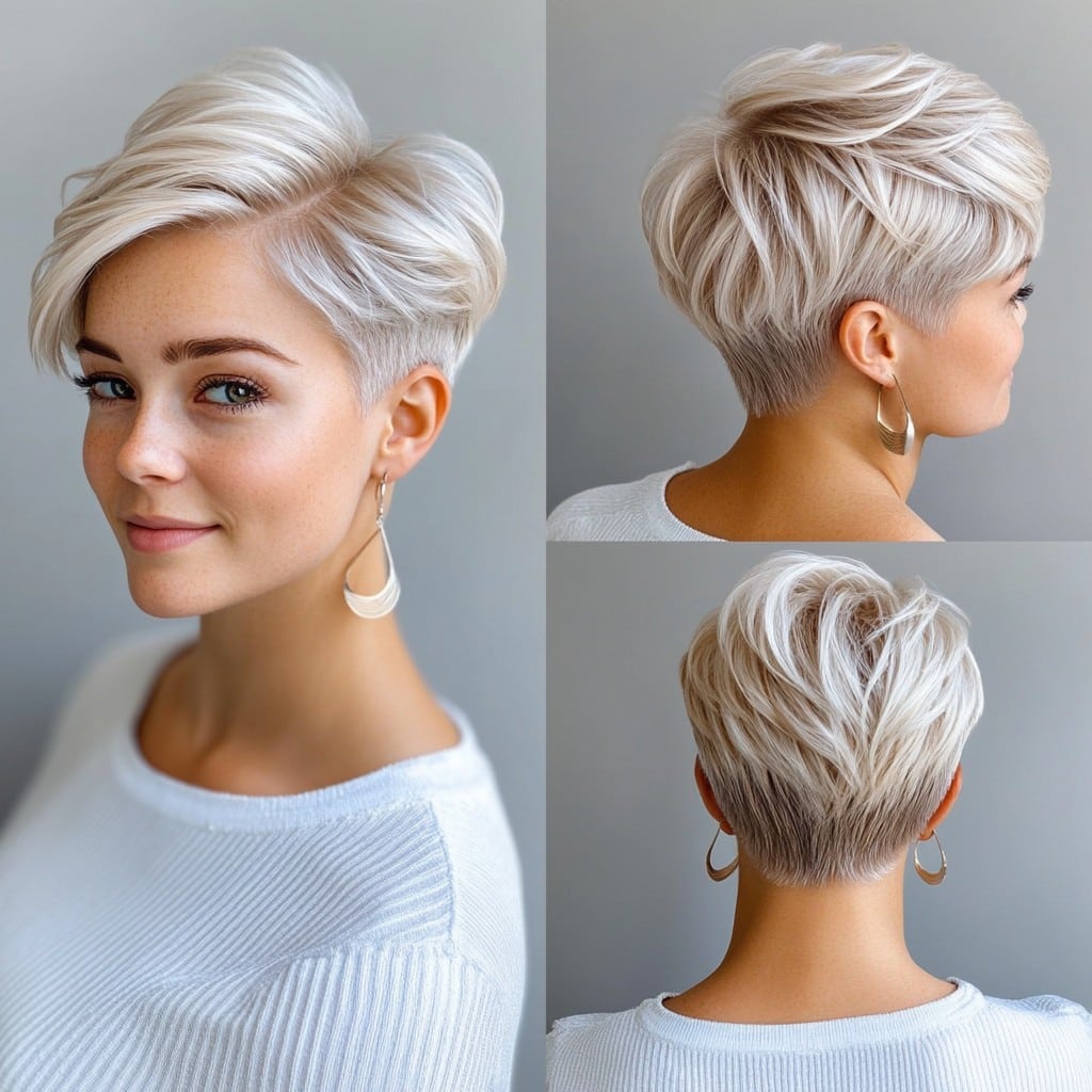 Icy Blonde Textured Pixie Cut