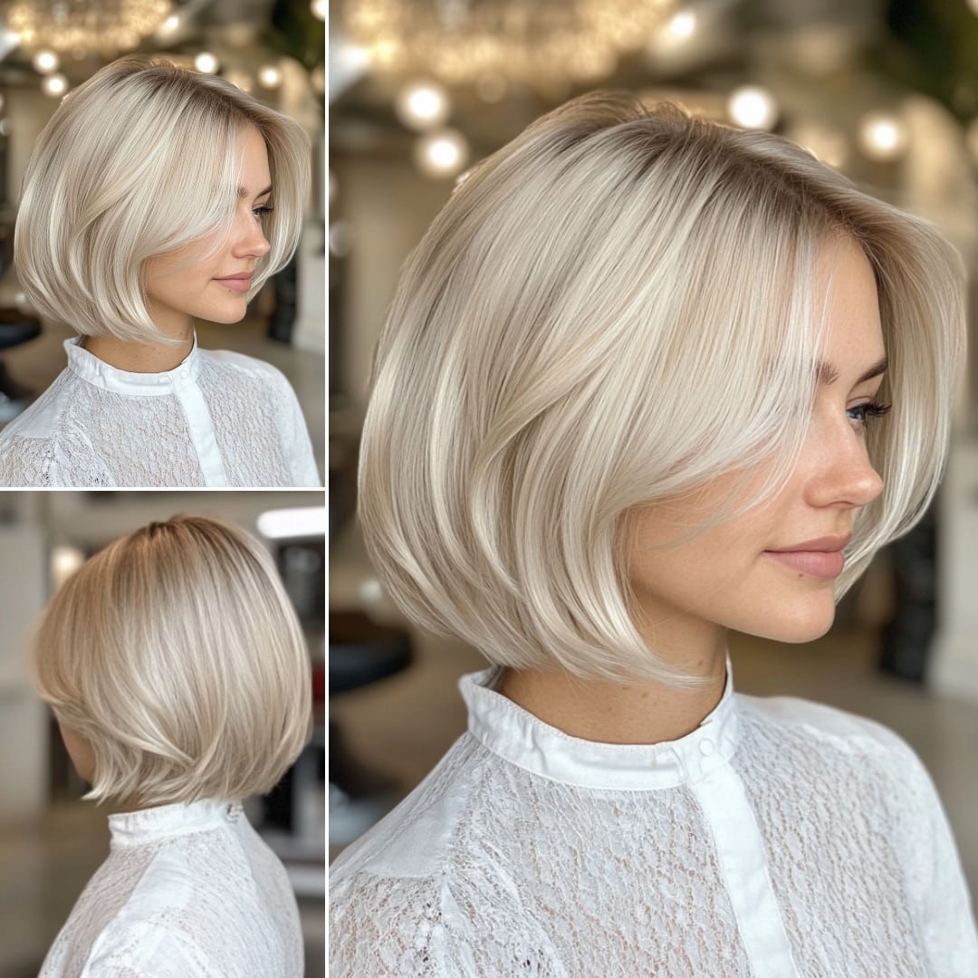 Icy Pearl Blonde Bob
