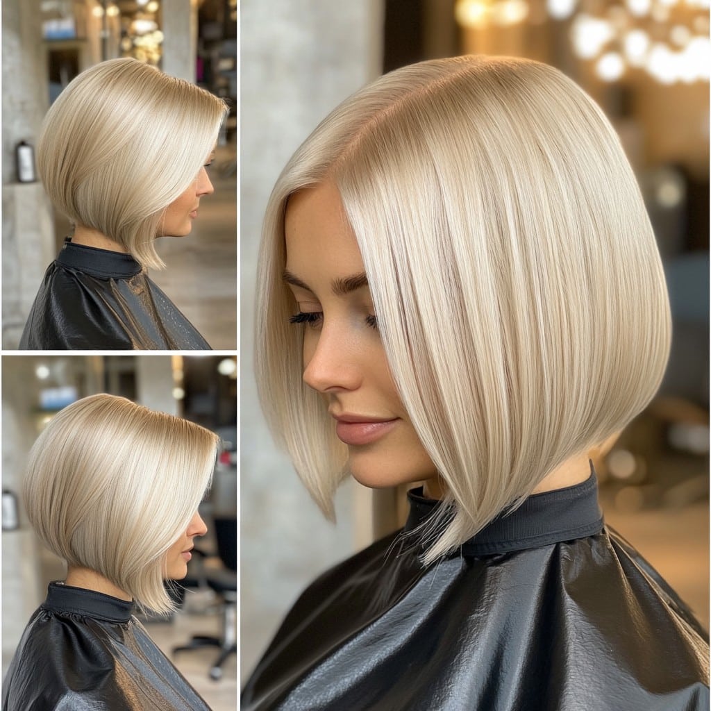 Icy Platinum Asymmetrical Bob