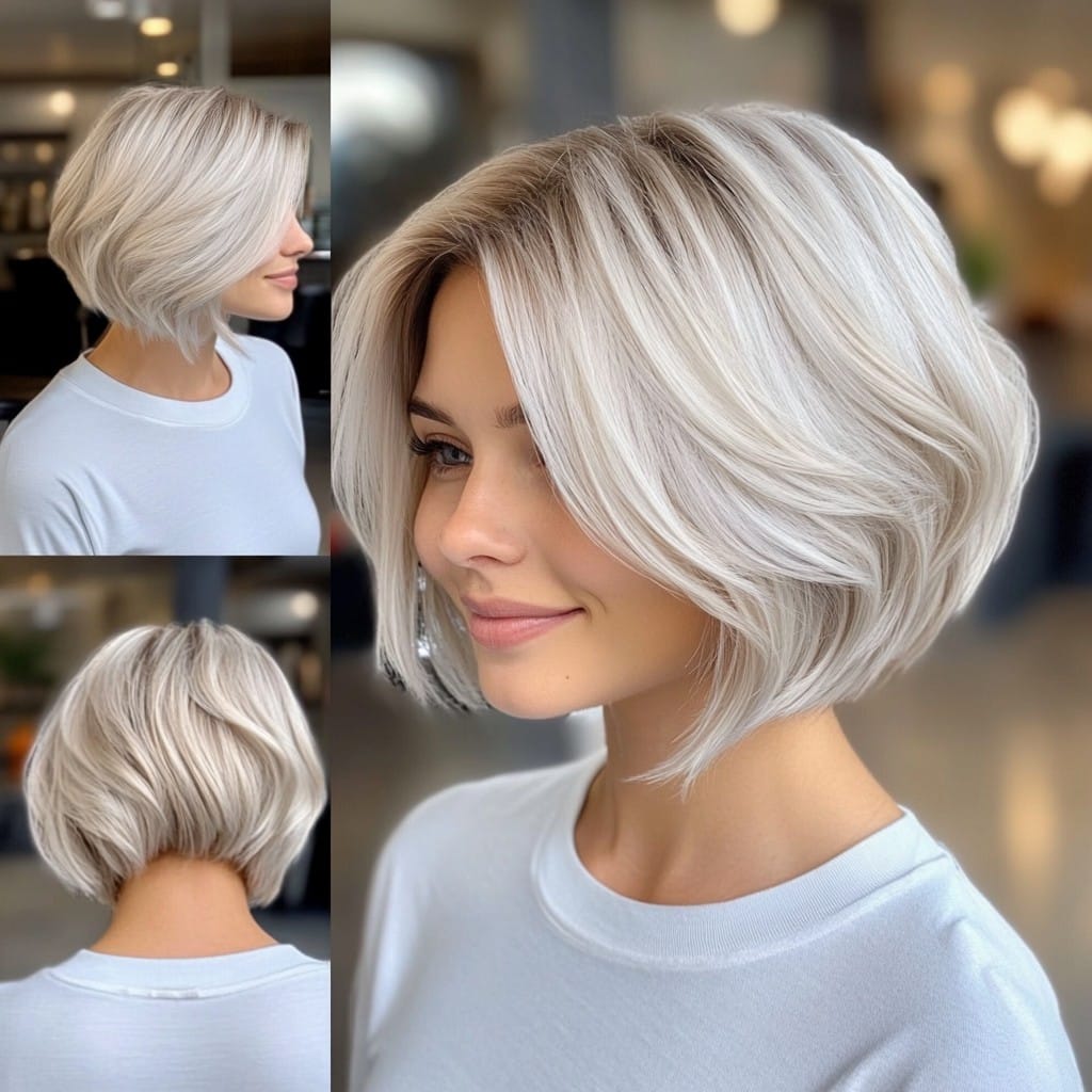 Icy Platinum Blonde Bob