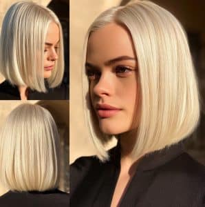 Icy Platinum Blonde Bob Hair