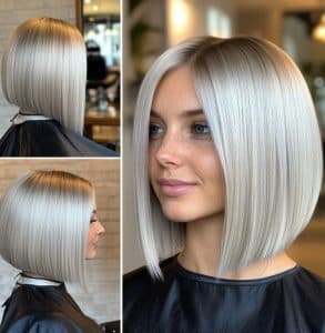Icy Platinum Blonde Bob Hair