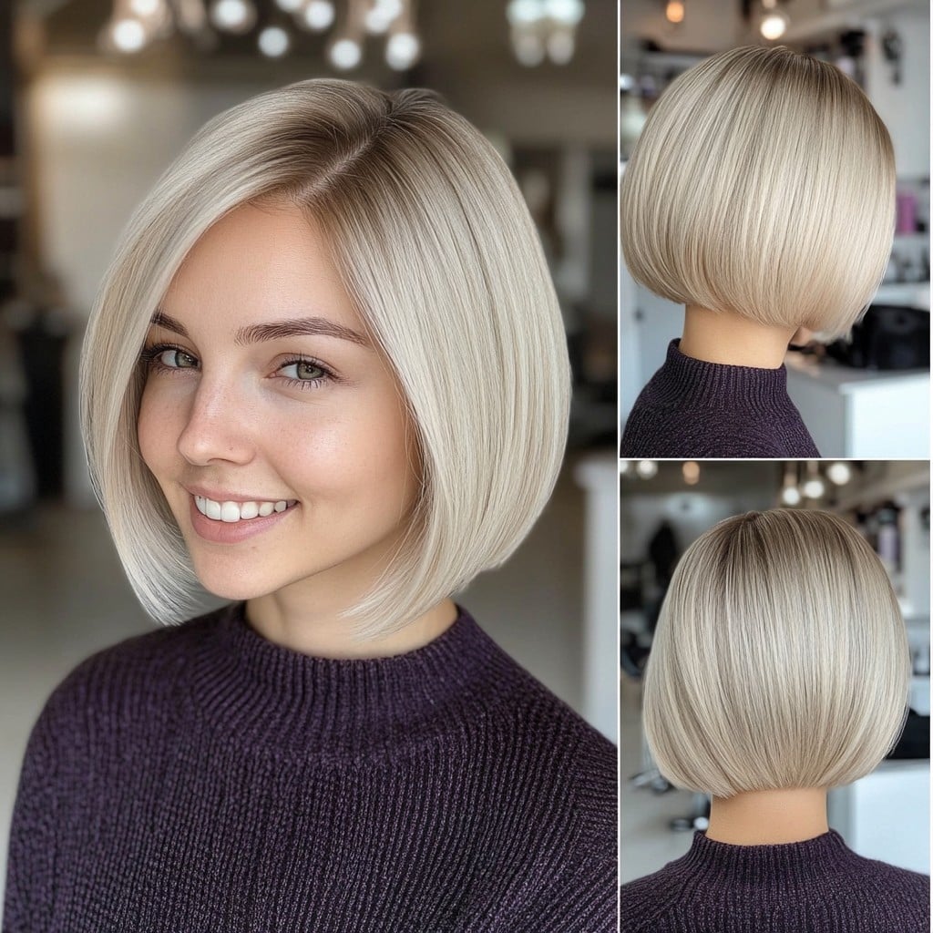 Icy Platinum Blonde Bob