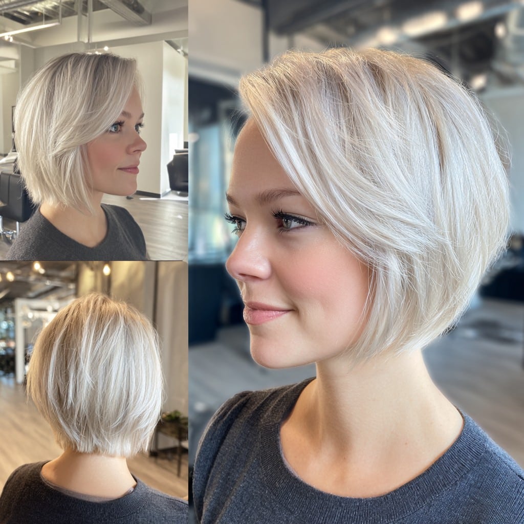 Icy Platinum Bob Hair
