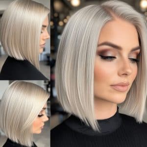 Icy Platinum Sleek Bob Hair
