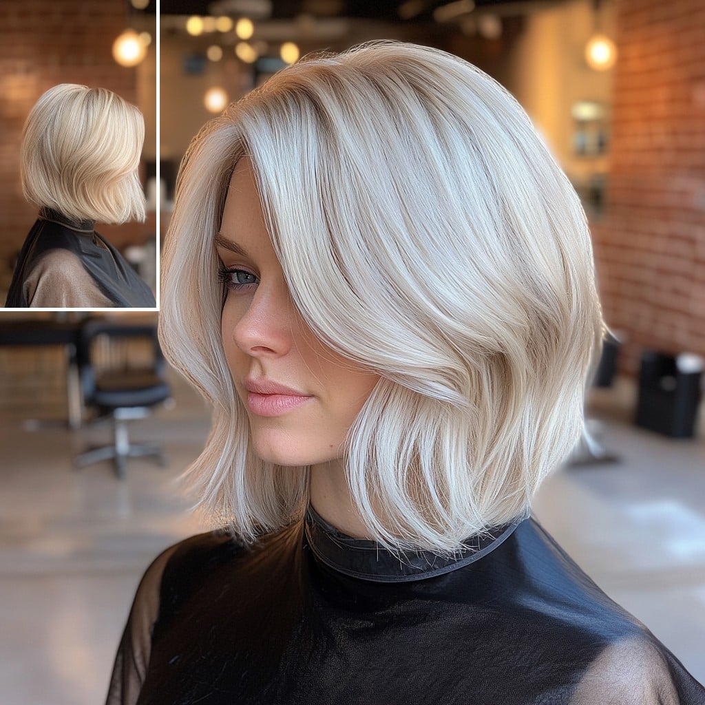 Icy Platinum Wavy Bob