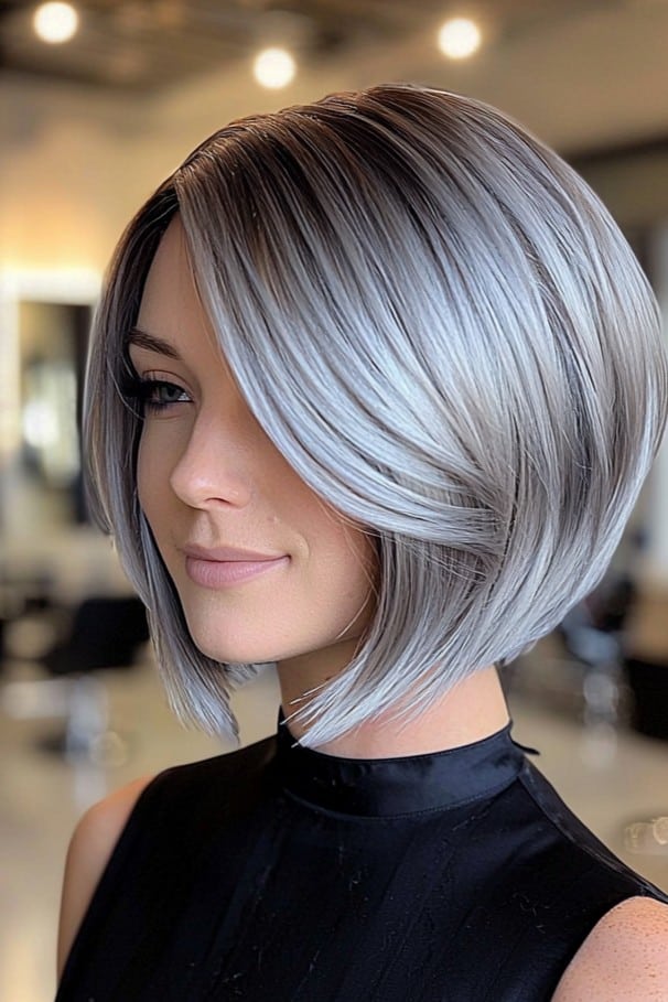 Icy Silver Bob Hair