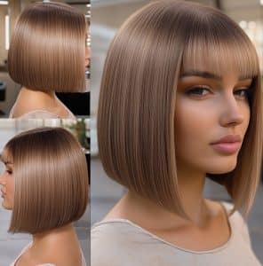 Light Mocha A-Line Bob with Bangs