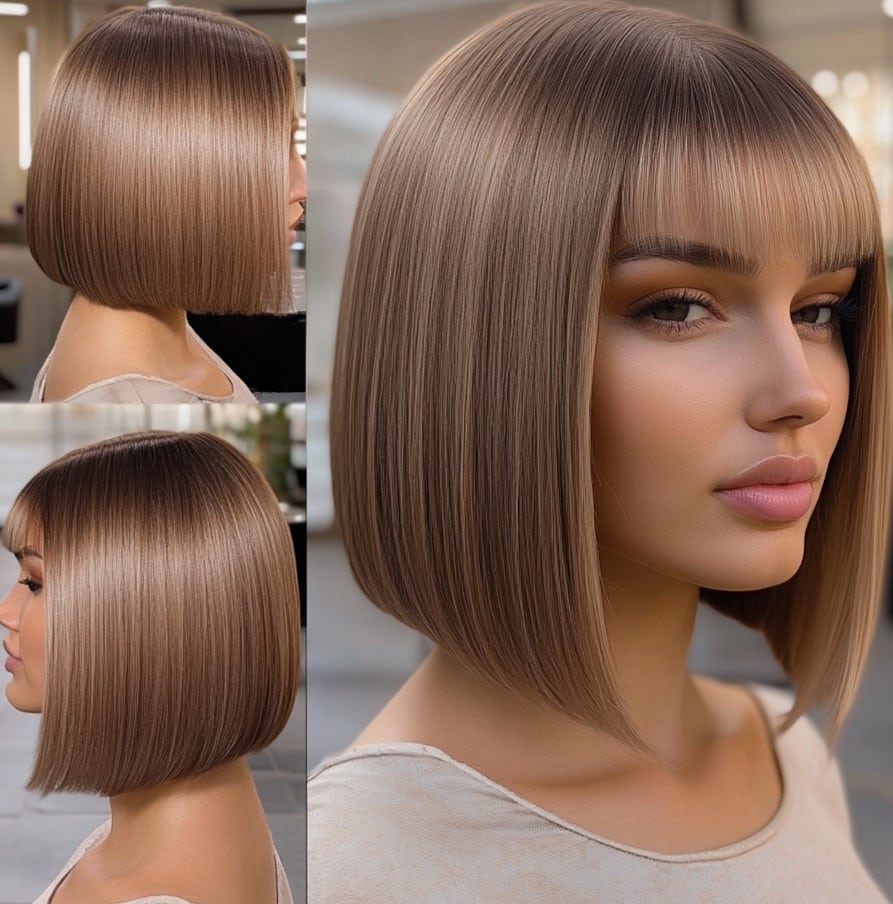 Light Mocha A-Line Bob with Bangs