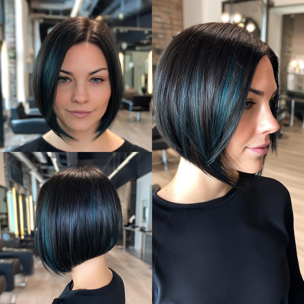 Midnight Teal Bob Hair