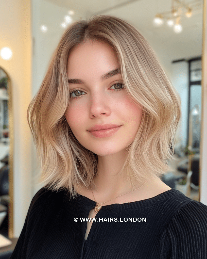Neutral Beige Blonde Bob Hair