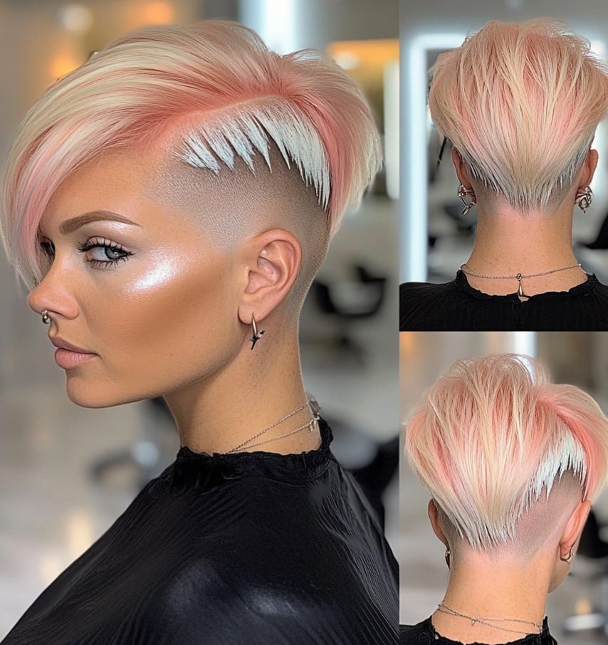 Pastel Pink Undercut Pixie Hair