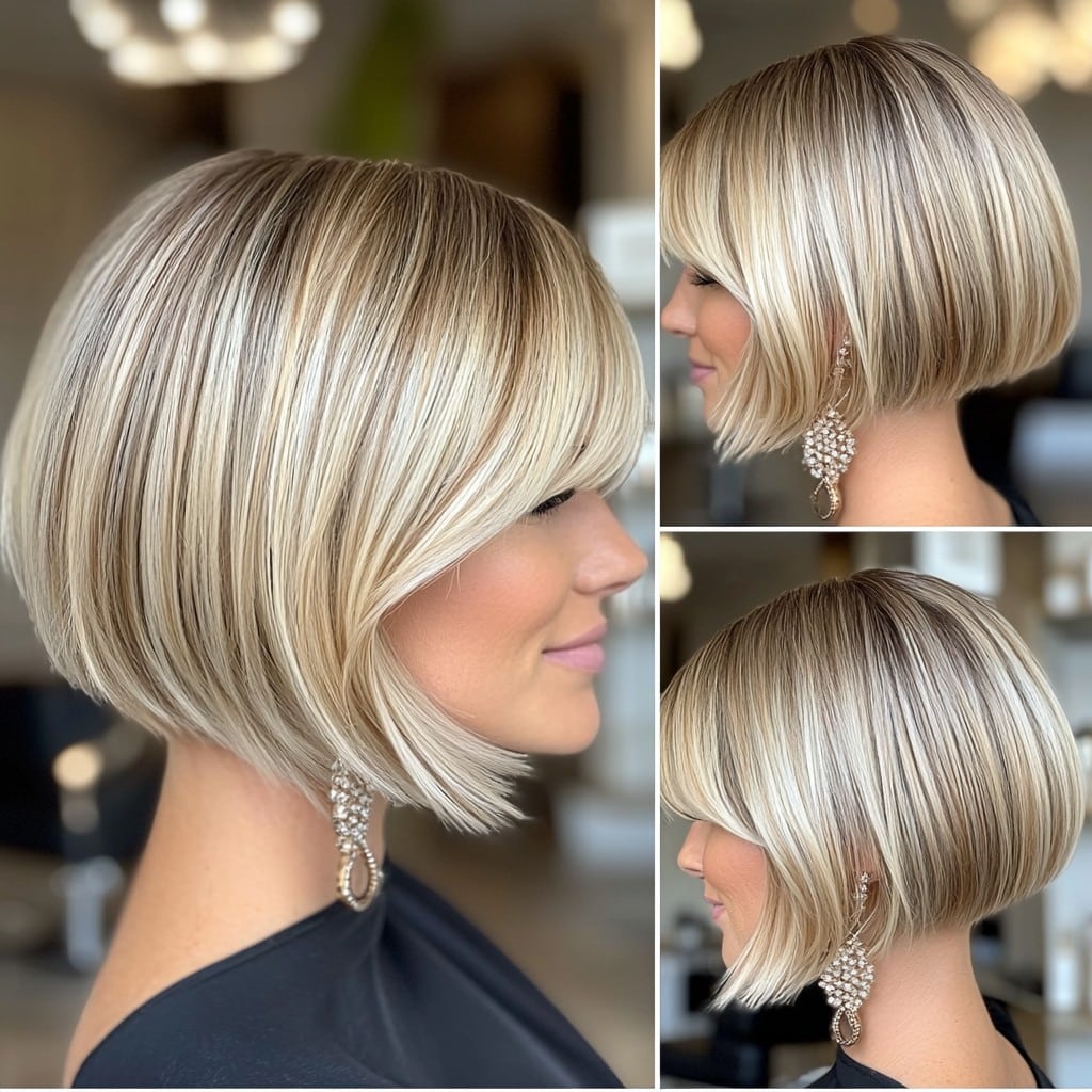 Platinum Blonde Bob with Bangs