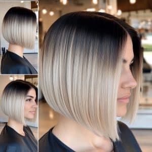Platinum Blonde Ombre Bob Hair