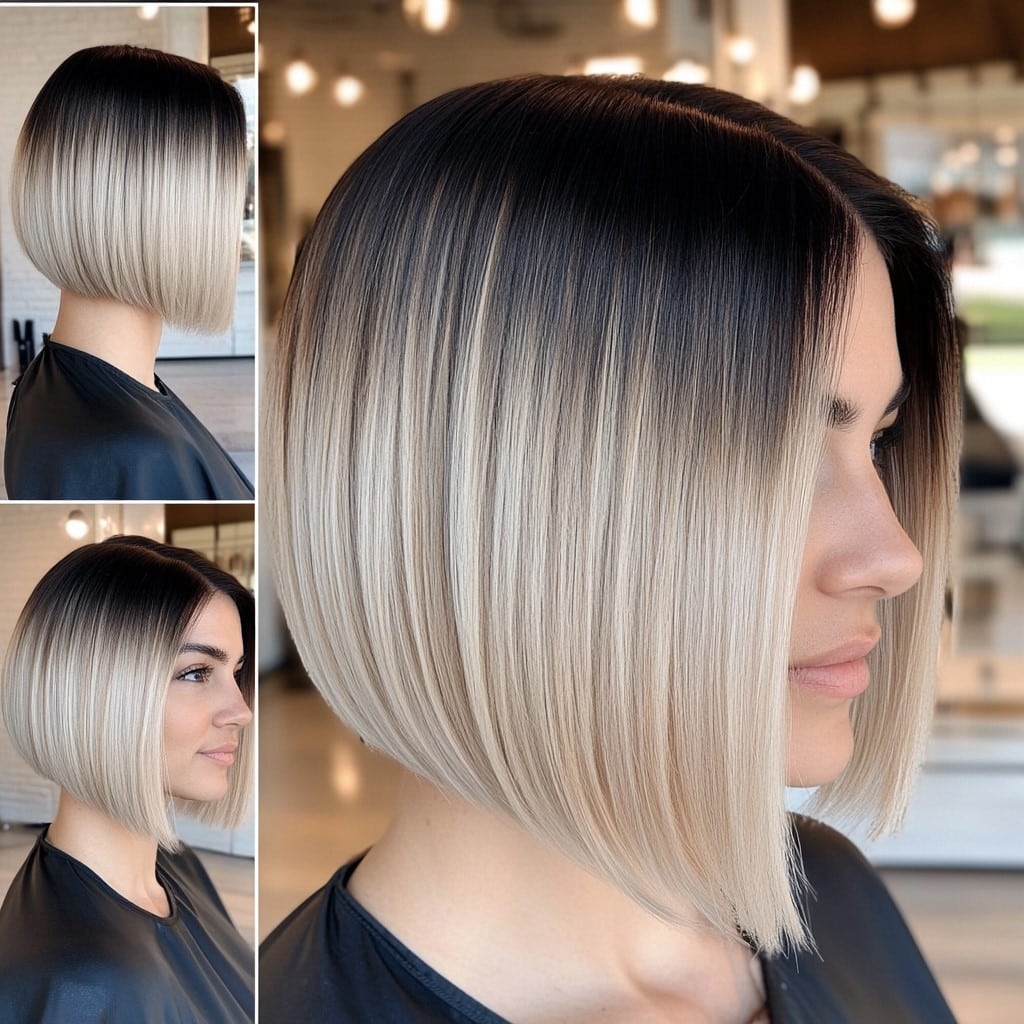 Platinum Blonde Ombre Bob Hair